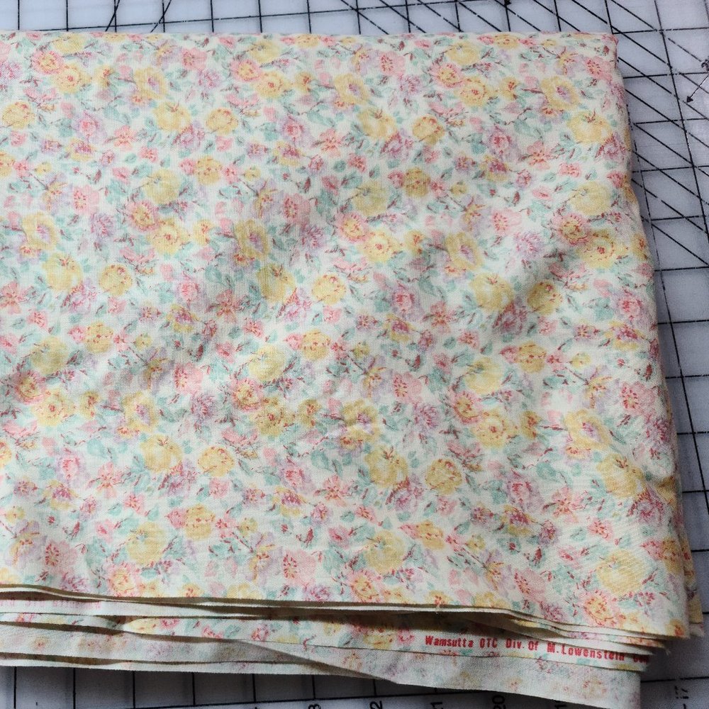 Wamsutta OTC M Lowenstein Fabric  Yellow/Pink Floral Vintage